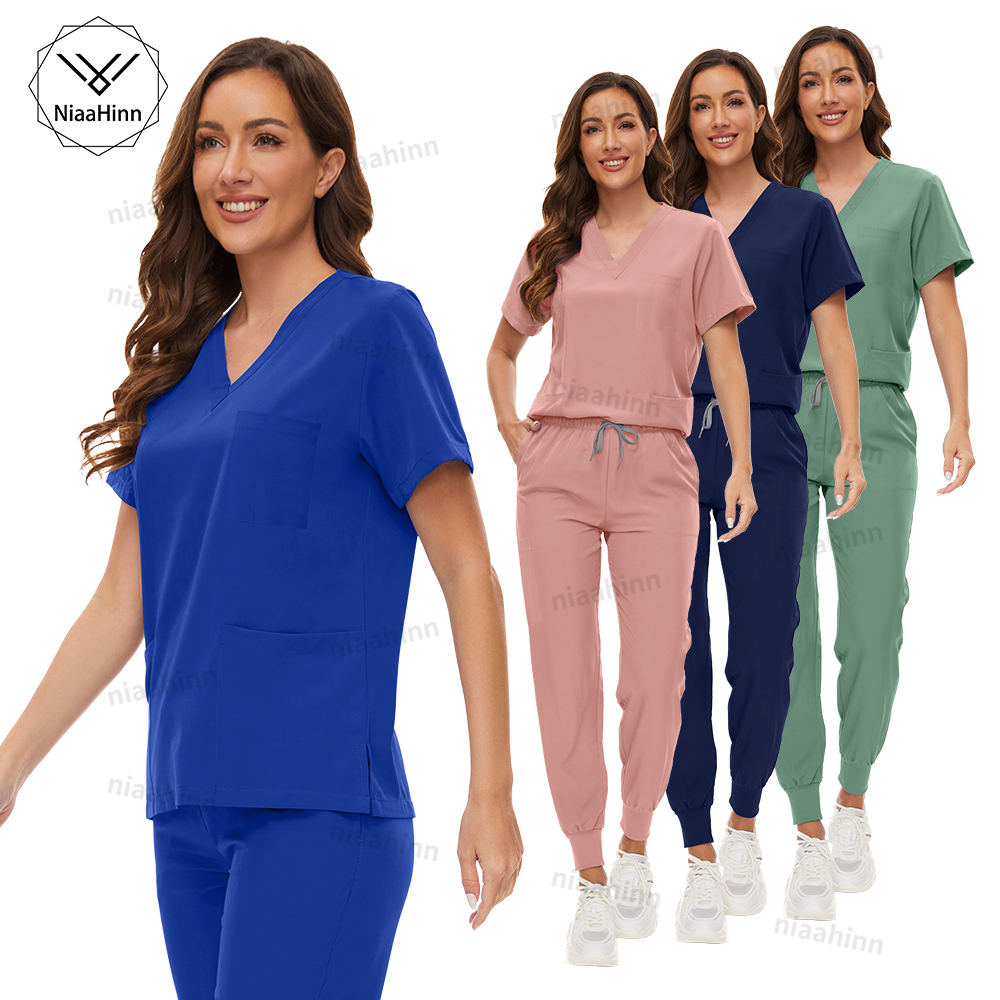 Medical Lab Work - Nurse Scrubs Hospital Uniform Women V-neck